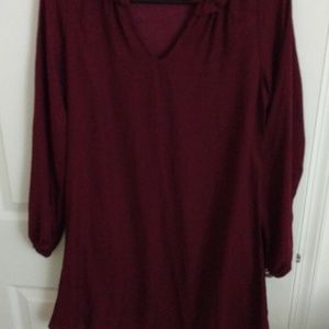 Ruffle neck tunic dress